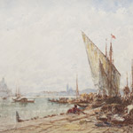 Retour de pêcheurs sur un quai à Venise